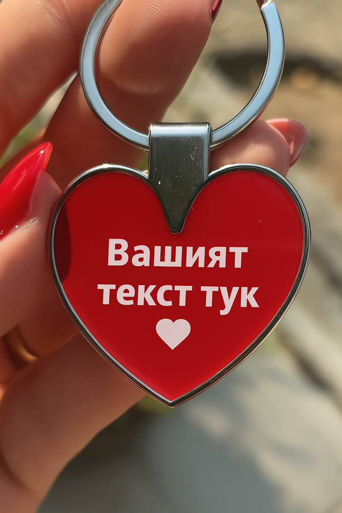 Ключодържател червено сърце – персонален дизайн (инициали/кратък текст/символ) – идеален подарък за любим/а