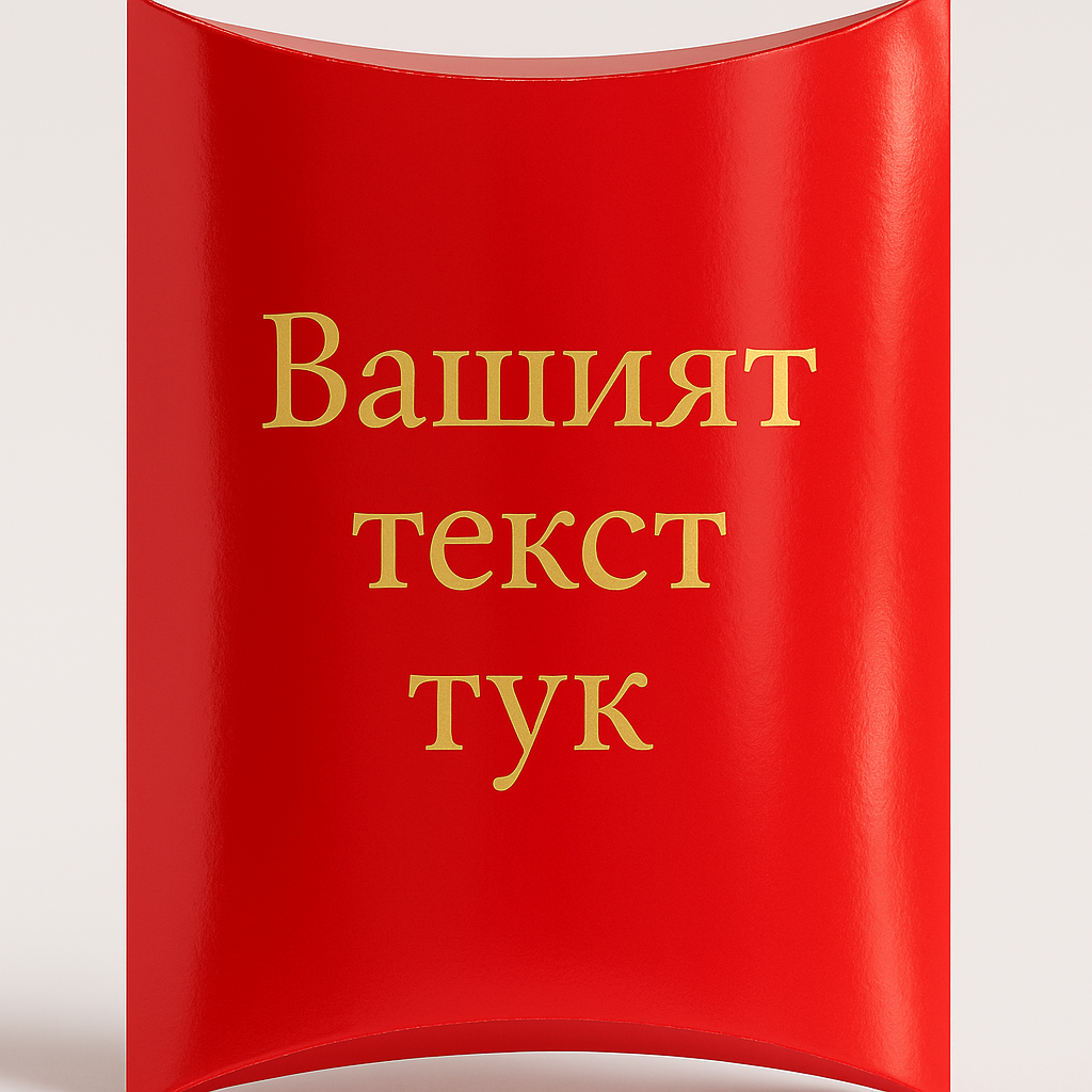 Голяма подаръчна кутия тип „възглавница“ – червена, с персонализиран надпис