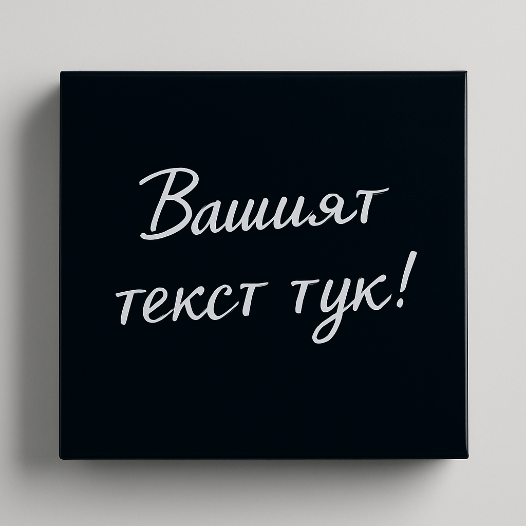 Подаръчна кутия с капак и персонализиран печат – 15×15×7 см, черна