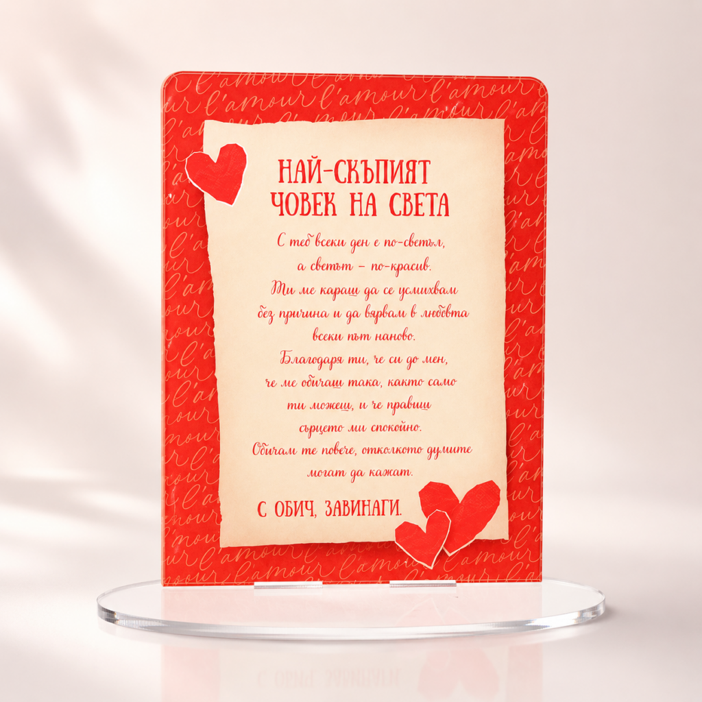 Стойка “Най-скъпият човек на света” – 15×11 см