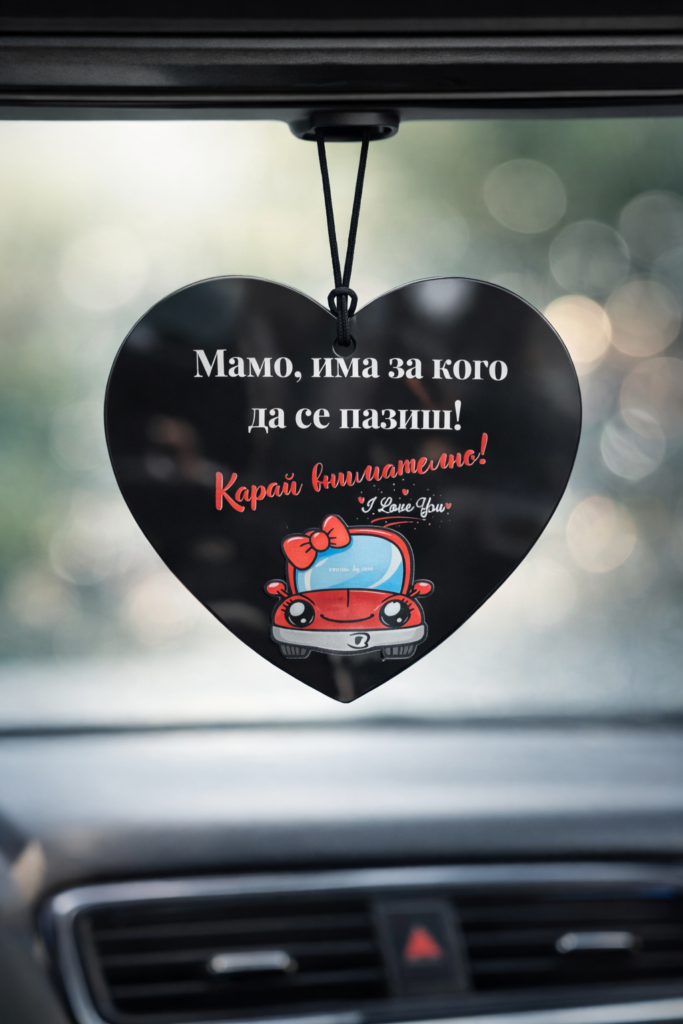 Мамо, има за кого да се пазиш! Карай внимателно! – Черно сърце с червен автомобил
